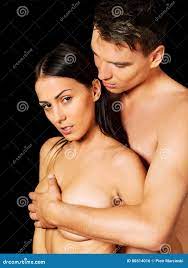 Man Covering Woman`s Breast, Isolated. Stock Photo - Image of lovers,  embracing: 80514016
