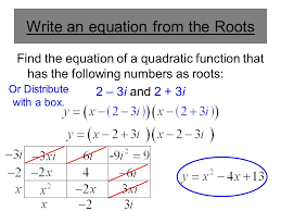 Let ax³ + bx² + cx + d = 0 be any cubic equation and α,β,γ are roots. Finding A Quadratic Equation From Complex Roots Write An Equation From The Roots Find The Equation Of A Quadratic Function That Has The Following Numbers Ppt Download