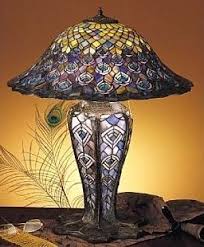 Tiffany Peacock Feather Lighted Base Table Lamp Tiffany Lamps Tiffany Style Lamp Tiffany Stained Glass