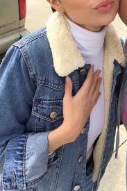Womens Black And Blue Denim Jacket Oversized Fleece Fur Lined Denim Jacket With Fur Fur Lined Denim Jacket Denim Jacket With Fur Lined Denim Jacket