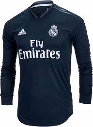 Select from 20/21 mens real madrid home, away, third kits and style it with a pair of jeans or sweatpants to support your team. Adidas Real Madrid Away Authentic L S Jersey 2018 19 Soccerpro