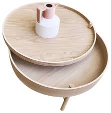 Minimalistic design allows the simplicity to be the hero. Chic Round Wood Storage Coffee Table Natural Rotating Accent Table Midcentury Coffee Tables By Goeya Llc Houzz