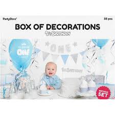 Auguri buon compleanno bambini 1 anno archives invito elegante. Partydeco Kit Decorazioni Party Festa Per Primo Compleanno Azzurro Argento Bimbo 1 Anno Coordinato Da 33