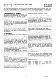 Änderungen in dem abschnitt landesbank. Bedingungen Zur Eroffnung Von Sparkonten Version 2 9 Bw Bank