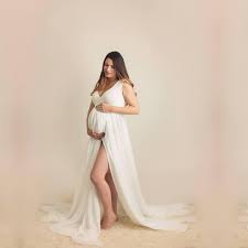 Wholesale Stylish And Cheap Color Style Maternity White Baby Shower Dresses Split Front Pregnancy Dress Photography Maxi Gown For Pregnant Women Photo Shoots Props Daj8 Dhgate Com