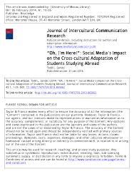 As is melayari in english? Pdf Oh I M Here Social Media S Impact On The Cross Cultural Adaptation Of Students Studying Abroad