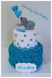 Baby Shower Cake Baby Boy Elephant Topper Www Facebook Com Icedmagiccreations Elephant Baby Shower Cake Baby Shower Cakes For Boys Baby Shower Treats