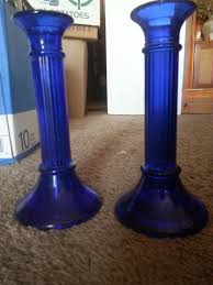 Letine glass votive candle holders set of 12, clear tealight candle holder bulk, ideal for wedding centerpieces, valentines day decor and home the attractive glass candle cups range from light blue to cobalt blue, including teal and emerald green tones. Best Vintage Cobalt Blue Glass Candle Holders For Sale In St Cloud Minnesota For 2021