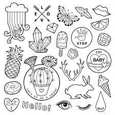 Shop cactus stickers created by independent artists from around the globe. Black And White Fashion Patch Badge Elem Premium Vector Freepik Vector Flower Baby Heart In 2020 Black And White Stickers Doodle Tattoo Sketch Tattoo Design