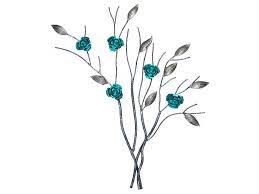 Waterfallqiqigallery 30 x 30 turquoise blue green purple intended for 2017 turquoise wall art view photo 13 of 20. Turquoise Flower Metal Wall Art Floral Metal Wall Hanging