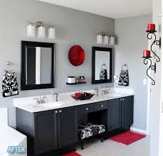 The vanity and chair are custom designs, the tub is by waterworks and the floor is tiled in super thassos marble. Pin By Jessika Lindhe On House Decor Gray Bathroom Decor Black Bathroom Decor Red Bathroom Decor