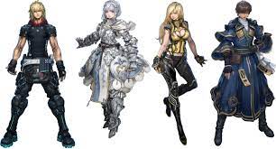 Star Ocean The Divine Force character artwork of Raymond, Laeticia, Elena,  and Albaird illustrated by Akiman : rstarocean