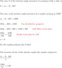 An irregular polygon can have sides of any length and angles of any measure. The Sum Of The Interior Angle Measures In A Regular Polygon Is 1260 What Is The Measure Of One Of The Interior Angles Of The Polygon Homework Help And Answers Slader