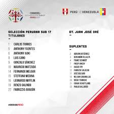 Selección chilena‏cuenta verificada @laroja 49 minhace 49 minutos. Seleccion Peruana Pa Twitter Sub17 Alineacion Para Enfrentar Hoy A Vinotintosub17 A Las 3 00 Pm Vamos Peru
