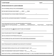 Interior Design Client Questionnaire Template