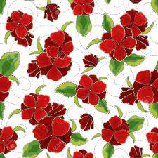 Floral, flower, black, blackbackground, pattern, red, green, red and green, spiral, yellow, orange, trendy, popular, trending, girly, creative, funny, lovely, pop, vivid, mustard, leaves, leaf. Seamless Vector Floral Pattern With Abstract Flowers In Red Royalty Free Cliparts Vectors And Stock Illustration Image 118892814