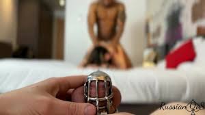 Mistress locking up her husband in chastity and allowing him to watch sex  with BBC