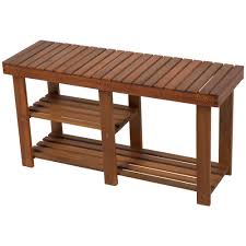 When it comes to entryway shoe storage, it's always the functionality that matters but keeping your front door neat doesn't need to be bland! Homcom 3 Tier Acacia Wood Rustic Country Entryway Bench With Shoe Storage Teak More Info Could Be Fo Bench With Shoe Storage Country Entryway Shoe Storage