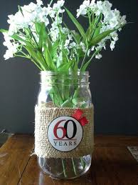 Cover your party tables in style with table covers, table runners and tablecloths from oriental trading. Table Decoration For 60th Anniversary Burlap And Mason Jars 60th Wedding Anniversary Party 60th Anniversary Parties 60th Birthday Decorations