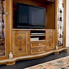 Wide contemporary tv media stand in natural aged brown for tvs upto 55 in. Classic Tv Cabinet Bella Vita Modenese Interiors Luxury Furniture Solid Wood