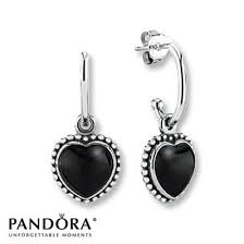 Pandora Earrings Onyx Mi Amor Sterling Silver Pandora Earrings Black Earrings Dangle Onyx Earrings
