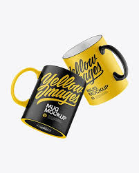 Free ceramic mug free mockup (psd). Two Matte Mugs Mockup In Object Mockups On Yellow Images Object Mockups Mockup Mockup Psd Free Psd Mockups Templates