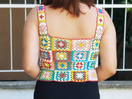 Granny Square Tank Top Colorful Crochet Top Women Crochet Etsy Ireland