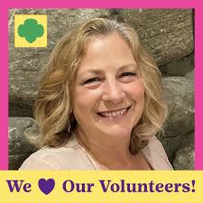 NationalVolunteerMonth We thank Girl Scout Volunteer Lory Wolf, who has  been a Girl Scout volunteer for more than 25 years. She has received the  Outstanding Service Team Member Award, the Appreciation pin,