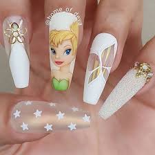 Tinkerbell Nails Disney Acrylic Nails Disneyland Nails Disney Nails