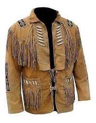 Men Tan Brown Suede Western Cowboy Leather Jacket With Fringe Leather Jackets Online Distressed Leather Jacket Fringe Leather Jacket
