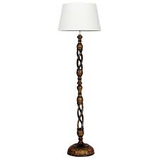 Chinese Export Barley Twist Lacquer Decorated Floor Lamp