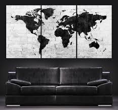 Large Black And White Canvas Prints Large Wall Art World Map Canvas Print Contemporary 3 Panel Triptych Black And White Large Wall Design Inspiracao Ambiente
