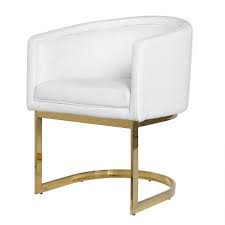 The clean styling and classic materials make this a good companion for both contemporary and traditional dining areas. White Pu Dining Chair Gold Metal Frame Gold Dining Chairs Modern Dining Chairs White Dining Chairs