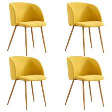 Трапезни столове vidaXL, 4 бр, жълти, плат, 55х64,5х78,5 см - eMAG.bg