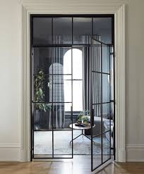 Interior Door With Thin Black Metal Frame