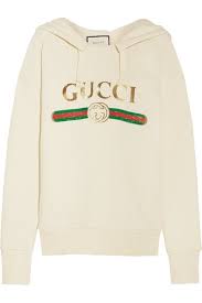 Off White Embroidered Cotton Jersey Hooded Top Gucci Gucci Outfits Gucci Hoodie Gucci Fashion