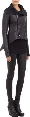 Visions Of The Future Rick Owens Leather Neoprene Peplum Jacket At Barneys Com Google Search Jacka Lader Drakter