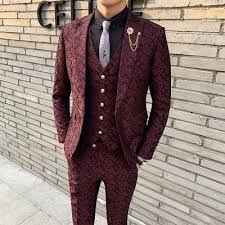 * mens 3 piece check herringbone tweed suit * complete with blazer, waistcoat, trousers & hanky. 3 Pieces Mens Suit With Pants Teros Wedding Prom Suits For Men Red Blue Floral Jacquard Slim Fit Tuxedo 2020 Garnitur Meski Buy At The Price Of 49 56 In Aliexpress Com Imall Com