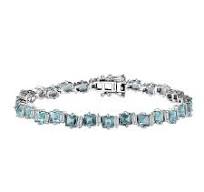 D'Joy Premium Paraiba Apatite and Moissanite Ocean Wave Bracelet in Rhodium  Over Sterling Silver (7.25 In) 12.25 ctw