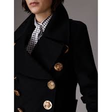 Bird Button Wool Blend Military Coat In Black Women Burberry United States Military Coat Burberry London Ladies Of London