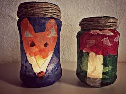 Windlichter Geschnipselt Transparentpapier Umwickeln Papier