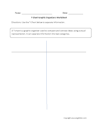 Graphic Organizers Worksheets T Chart Graphic Organizers