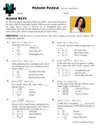 Person Puzzle Inverse Functions Alicia Keys Worksheet Inverse Functions Math Foldables High School Math