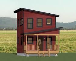 16x16 Tiny House 433 Sq Ft Pdf Floor Plan Model 2 Flat Roof Shed House Plans Tiny House Plans