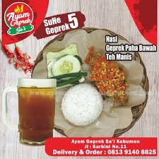 Nah bagi bunda yang saat ini masih penasaran kenapa sambal geprek rasanya bisa enak dan bikin ketagihan, disini resepdancara.com akan menemani bunda untuk membuatnya sendiri di dapur bunda. Ayam Geprek Sa I Bumirejo Makanan Delivery Menu Grabfood Id