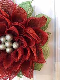 Christmas Wreath Christmas Flower Poinsettia Wreath Poly Etsy Deco Mesh Christmas Wreaths Burlap Flowers Burlap Flower Wreaths