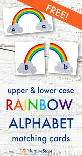 For matching games, have kids use 2 sets of letters on 2 different colors of paper. Rainbow Alphabet Printable Upper And Lower Case Matching Game Nurturestore