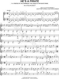 Intermediate version of the pirates of the caribbean: He S A Pirate Violin Duet From Pirates Of The Caribbean The Curse Of The Black Pearl Sheet Music In D Minor Download Print Sku Mn0198720