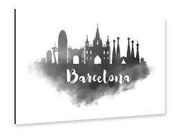 Watercolor Barcelona Skyline Als Alu Print Bei Artboxone Kaufen Aquarell Stadt Instagram Bilder Bilder