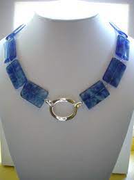 Blue Swirl Square Glass Bead Necklace With By Designsbypattilynn 45 00 Beaded Jewelry Jewelry Patterns Bead Jewellery